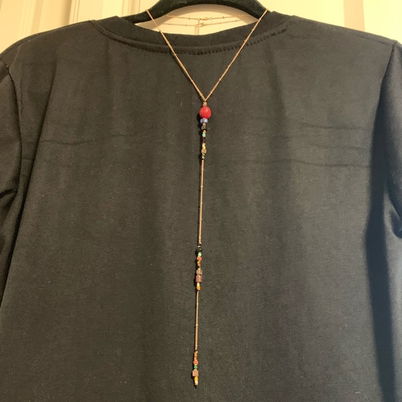 Glass Crystal Goldtone Y Necklace - Picture 1 of 7